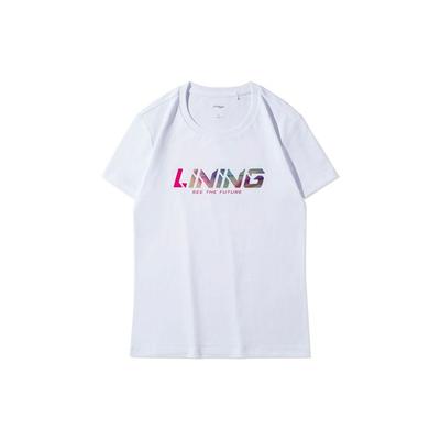Li Ning Sportmode Serie Logo Print Reflektierendes Sport Kurzarm T-Shirt Damen Oberteile Weiß AHSR964-1