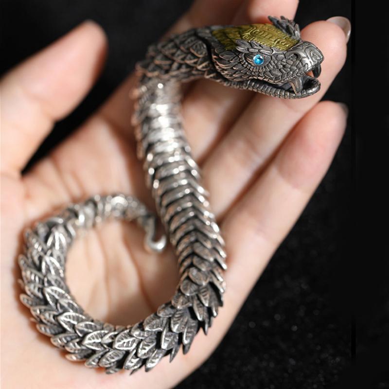 New Men's High-end Bracelet with Personalized Medusa Rattlesnake and Hip-hop Dominance Trend