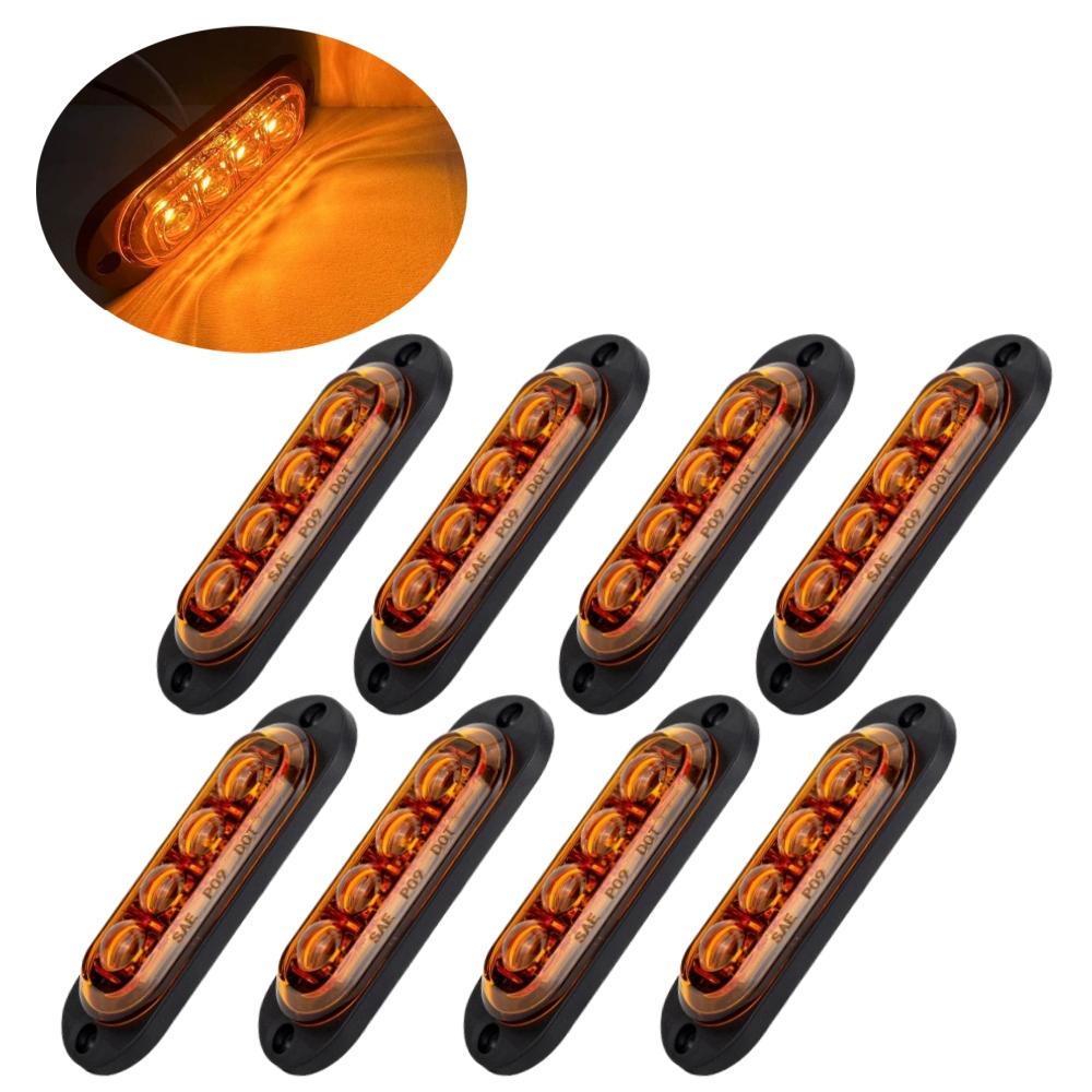 

8PCS Boat Trailer Marker Lights Dark Smoked Lens 4 LED White Side Marker lights 12v 24v LED Clearance Lights For Trucks