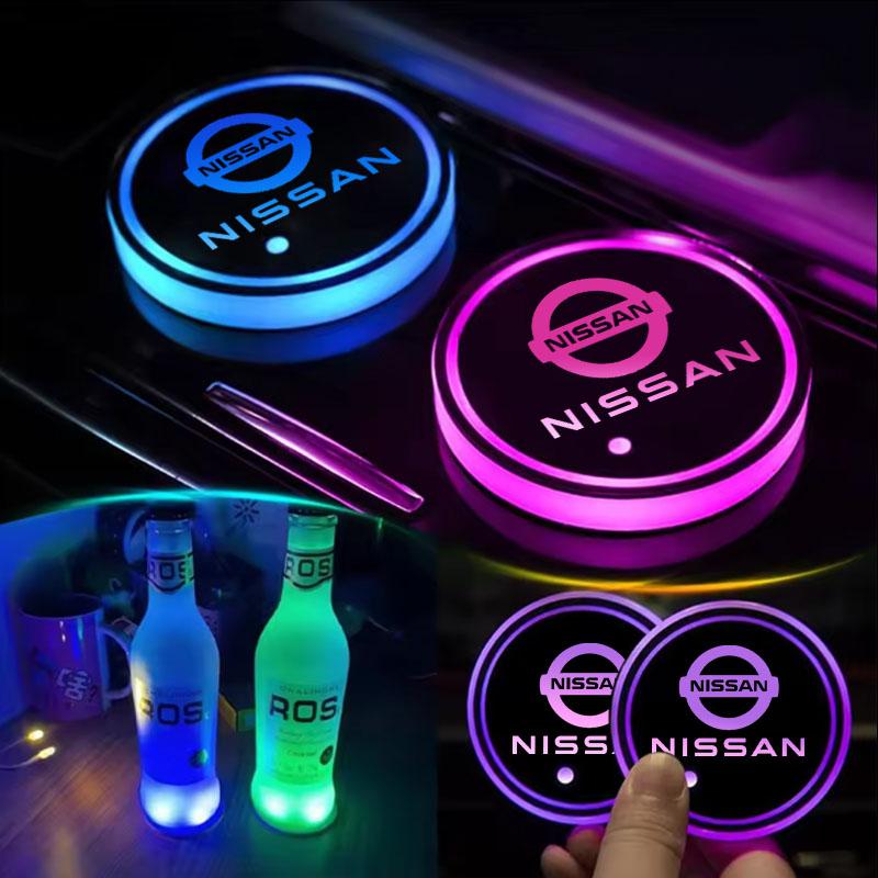 ARE4 Car Luminous Coaster LED Ambiance Light For Nissan Qashqai Sylphy Tiida Altima Teana X-Trail Leaf Juke Sentra Accessories