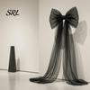 Elegant Bows for Anniversary Celebrations 79x20 Inch Giant Bow Christmas Tree Topper, Oversized Tulle Romantic Lawn Weddings Ornament with Long