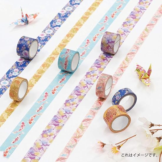 Kamiiso Sansho Made in Japan Washi Masking Tape, kimono-bi 3-roll set (Aoi, Bamboo, Diagonal Lattice