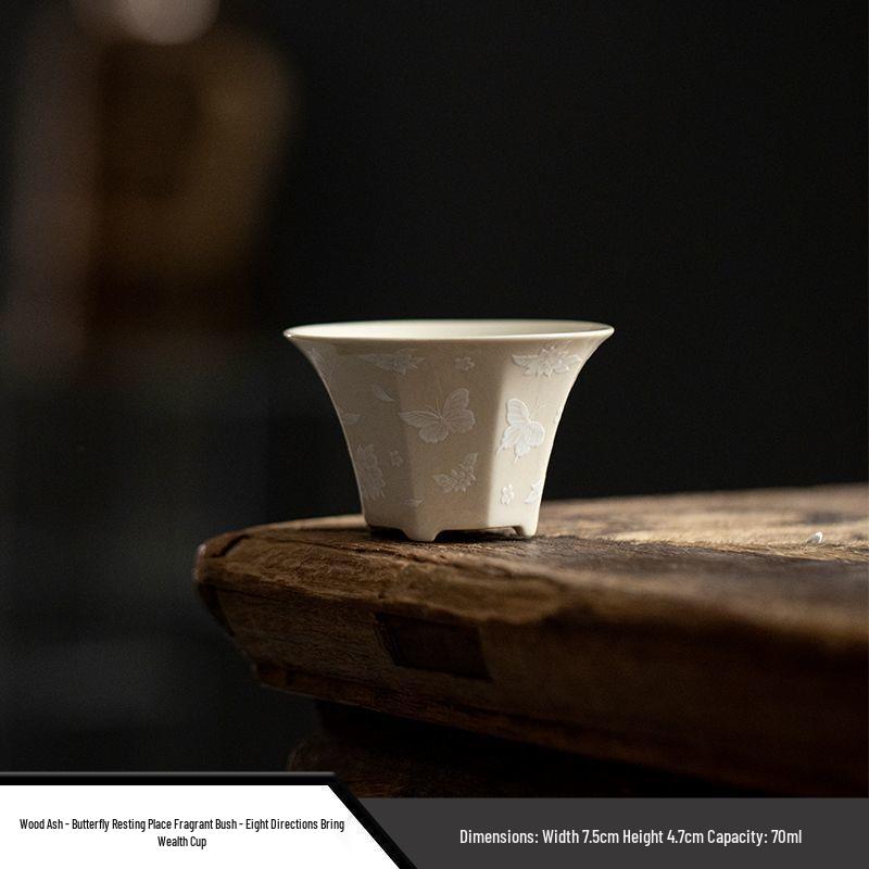 Fragrant Ash Butterfly Gaiwan: Elegant Ceramic Tea Set for Kung Fu Brewing