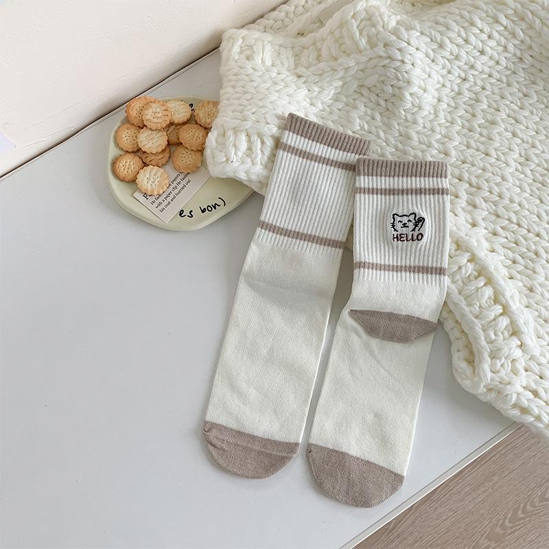 Socks Women'S Dongdaemun Embroidered Cotton Socks Medium Tube Socks Women'S Socks Pure Cotton Stockings