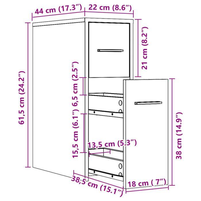 VidaXL Armoire de salle de bain étroite avec roulettes gris béton, armoire de salle de bain haute, rangement de salle de 855280