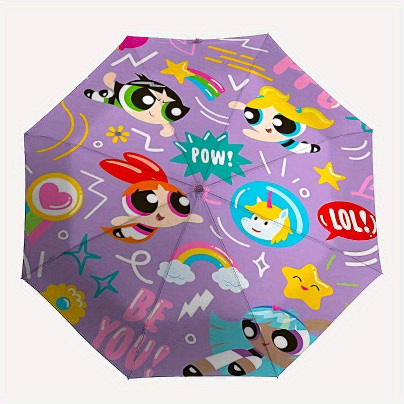 1pc Powerpuff Girls Automatic Umbrella with Folding feature - Compact Travel Umbrella, Perfect Gift for Birthday, Christmas, 015