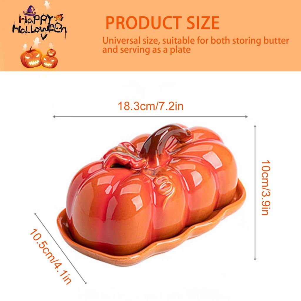 Butter Dish Pumpkin Snack Tray Halloween Butter Dish With Lid For Kitchen Dining Room Fall Centerpiece Thanksgiving Dinner
