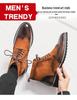 Plus Size Men's Autumn/Winter Leather Chelsea Boots - British Style High-Top Fashion