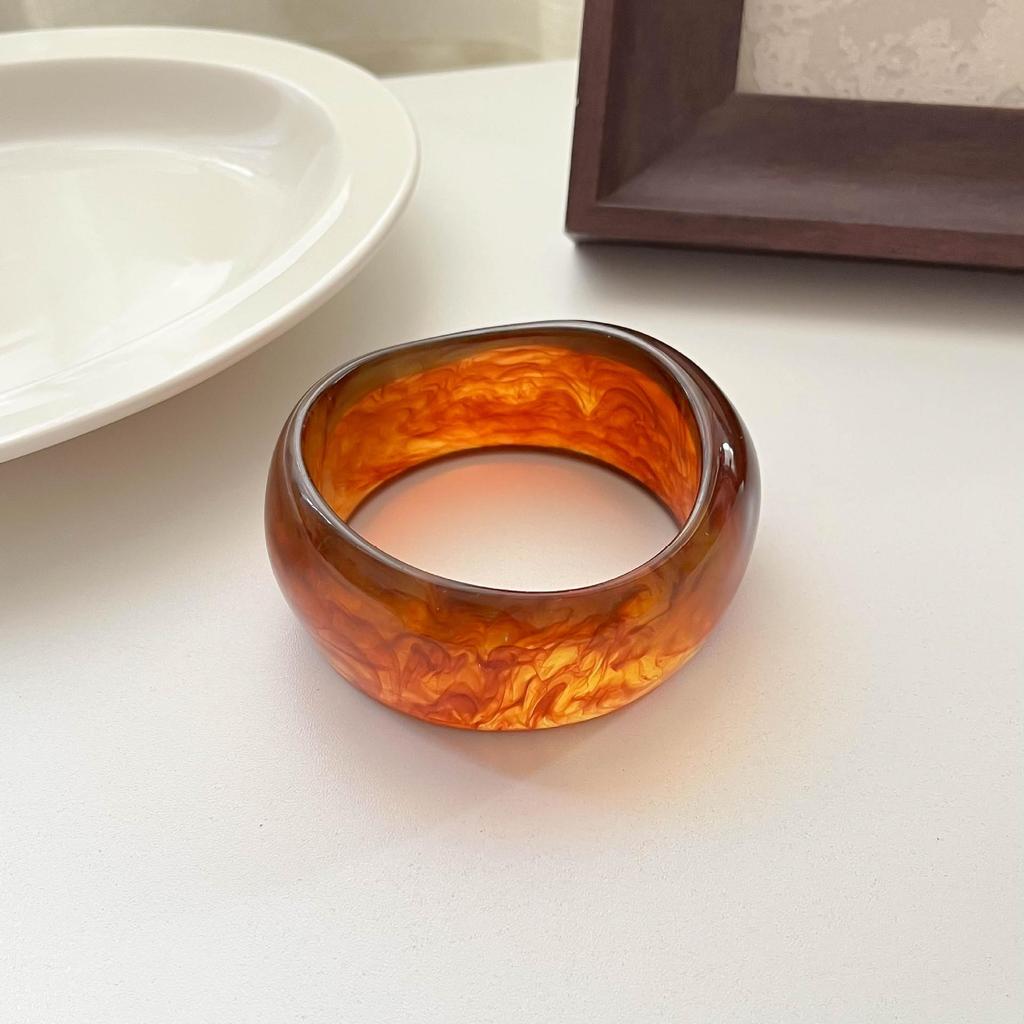 Ombre Resin Bangle: Wide Irregular Design, Vintage Minimalist Style