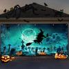 474. 16 X 7 Ft Halloween Garage Door Cover, Witch Graveyard Banner