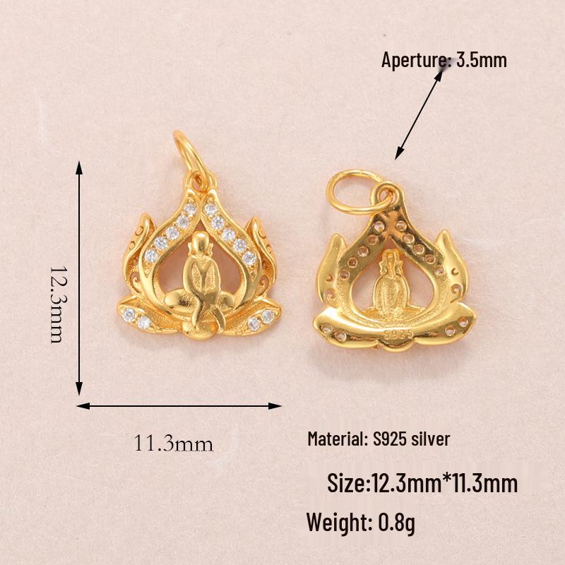 Ciondolo Anello a Tirare Tulipano Anatra in Argento Sterling S925 Placcato Oro per Braccialetti o Collane Fai da Te