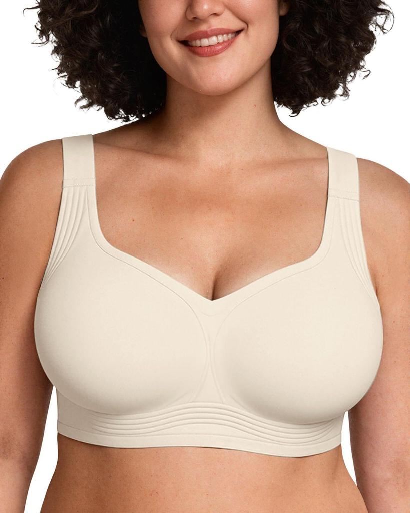 Bezprzewodowy Biustonosz Bezszwowy Podtrzymujący dla Kobiet: Wygodny Duży Rozmiar dla Dużego Biustu, Idealny dla Kobiet w Średnim Wieku i Starszych.
