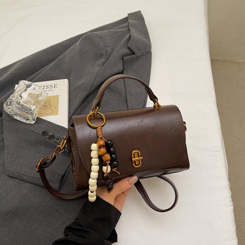 

Fashionable Hand-held Small Square Bag, Retro Trend Crossbody Bag, Korean-style Niche Quality Single-shoulder Bag кофейный