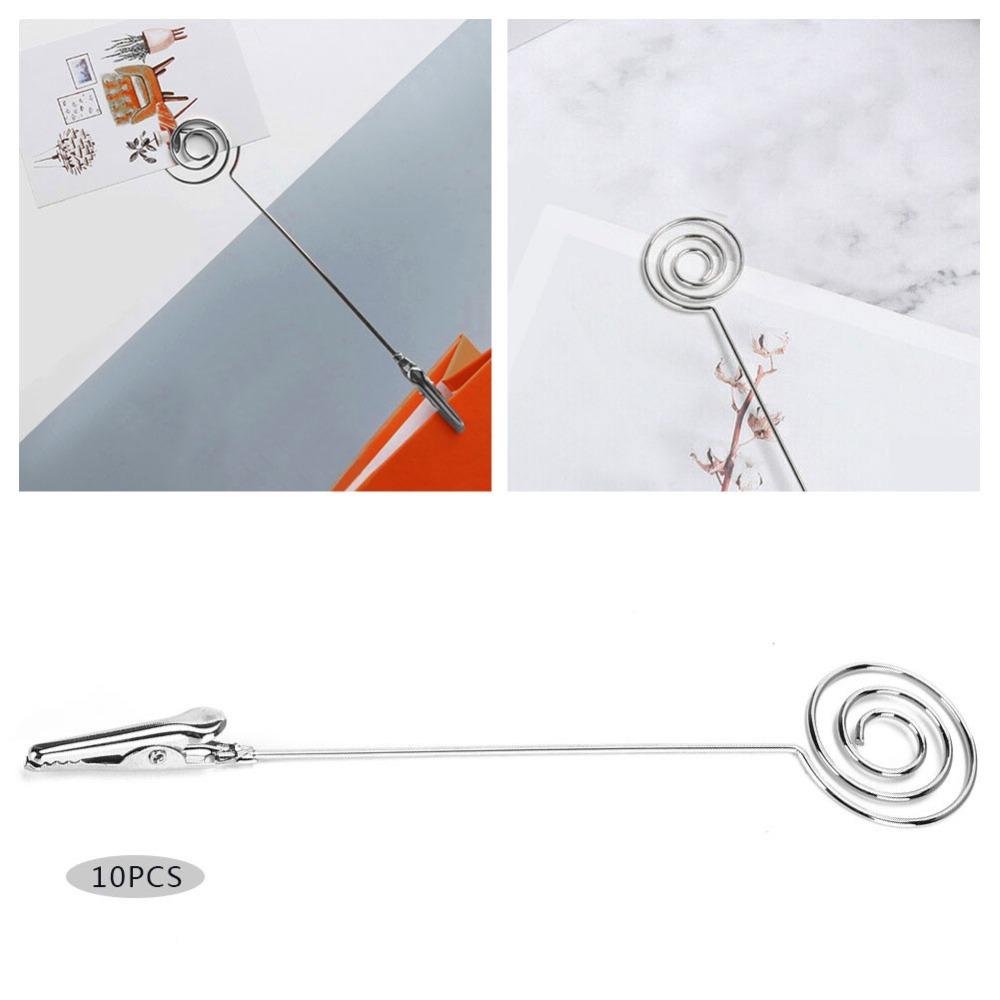 10PCS Round Table Note Clips 15*3cm Metal Table Cards Clip Table Cards Holder  Message Display