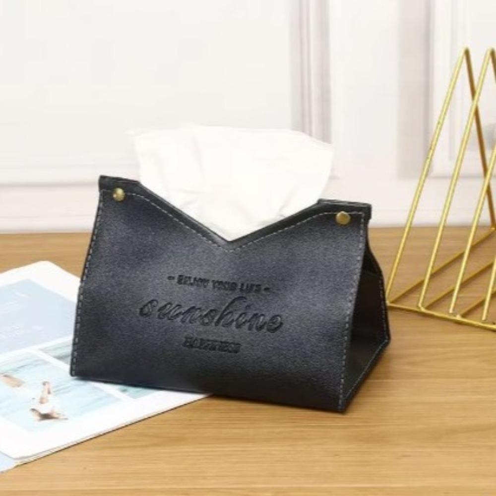 PU Leather Napkin Holder Solid Color Toilet Paper Case Waterproof Tissue Paper Storage Bag  Car