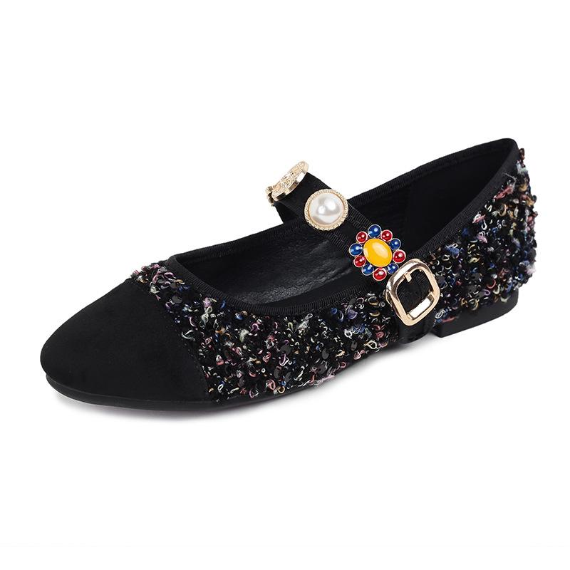 Fashion Single Shoe Women's 2025 New Floral Emblem Buckle Mary Jane Pumps Womens Spring/autumn Banquet Wedding Shoes High Heels Women