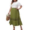 Plus Size Button High Waist Half-body Skirt Summer Loose Big Swing Skirt Temperament Elegant Skirt