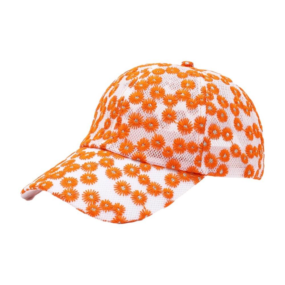 Breathable Flower Baseball Cap Adjustable Mesh Peaked Hat Casual Visors Cap  Women оранжевый