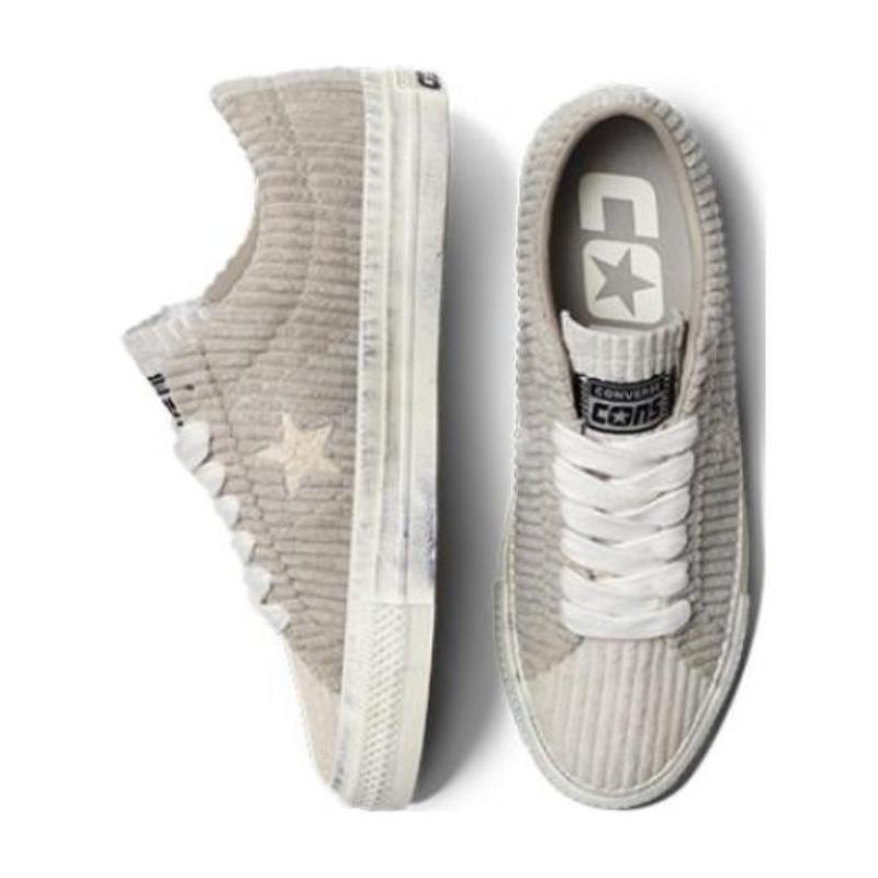 Converse One Star Pro 2.0 Corduroy Retro Non-slip and Abrasion Resistant Low-Top Board Shoes Unisex Grey