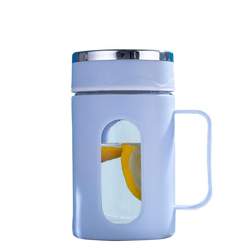 Elegant Glass and Plastic Cup with Handle - Tea and Water Separation Design