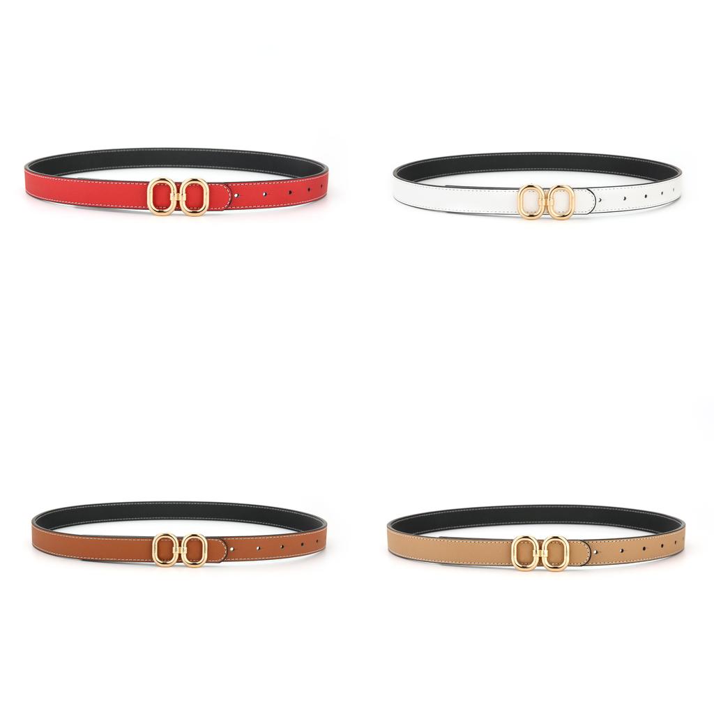 Genuine Leather Doublesided Womens Belt With Square Alloy Buckle For Casual Wear