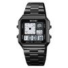 Square men's watch steel belt multi-functional 30-meter waterproof electronic watch 5 groups alarm clock electronic watch men