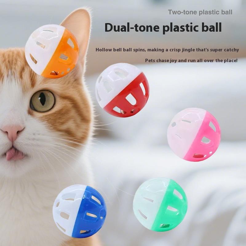 Hamster Chinchilla Cat Dog Plastic Round Hollow Two-Color Bell Toy Ball 4CM Cat ToyPack of 3 Balls