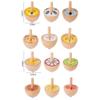 6pcs Wooden Spinning Top Toys Cartoon Childhood Wooden Gyro Fidget Toys Kids Montessori Colorful Spinning Gyro Birthday Gifts