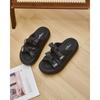 New thick-soled cool slippers for women's fashion and versatile bow open-toed women's casual one-word slippers trendy shoes