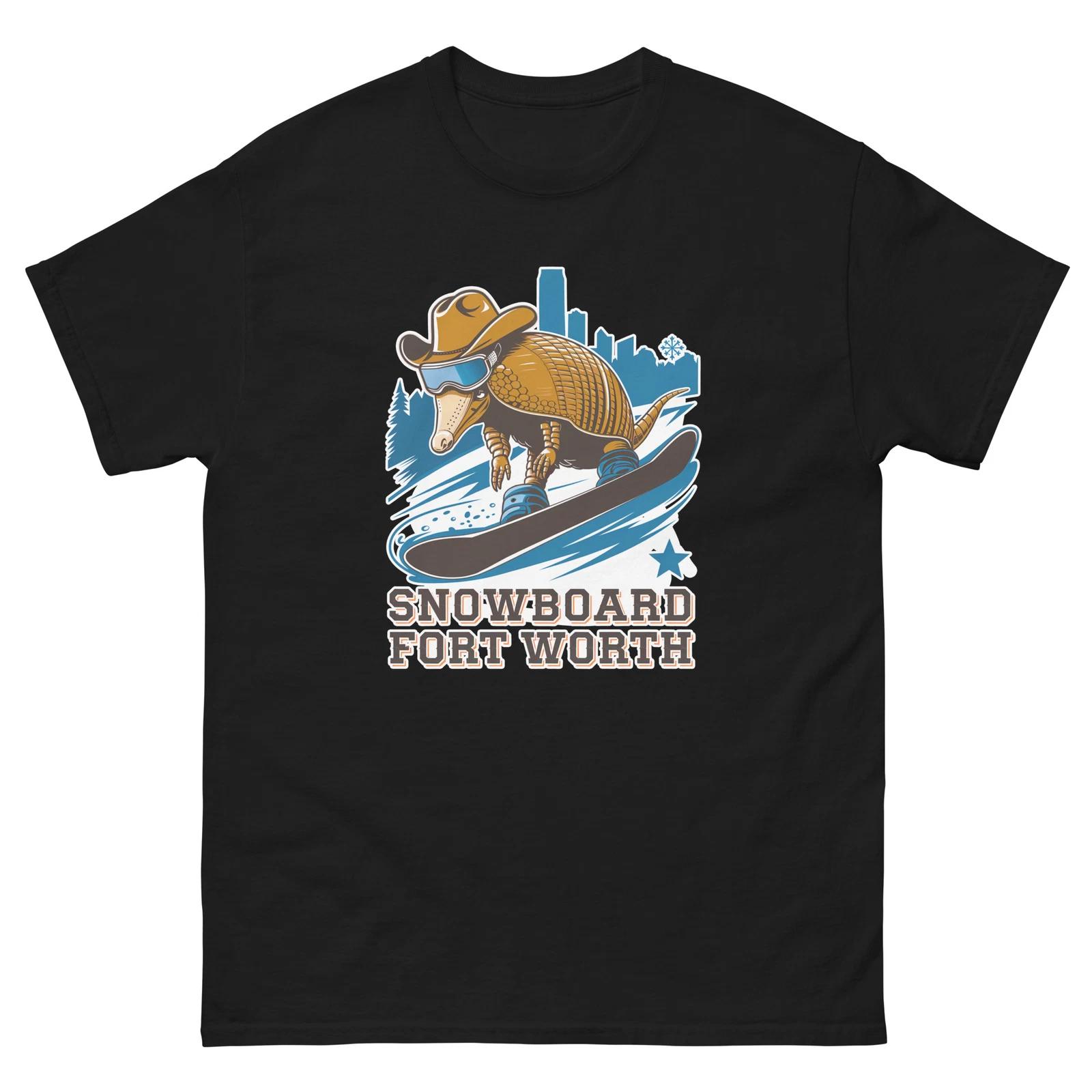 Snowboard Fort Worth Armadillo USA Snowboarding Animal T-Shirt L
