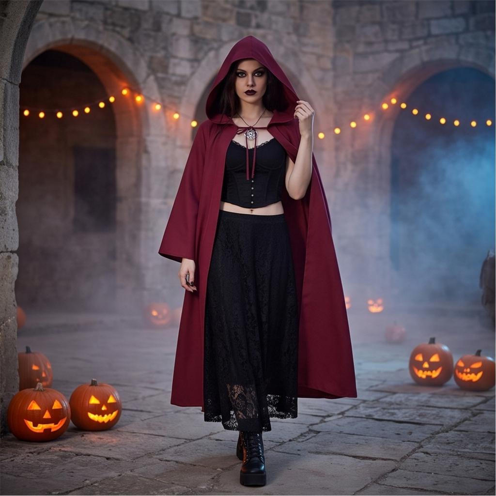 Women's Hooded Cape Halloween Costume for Events