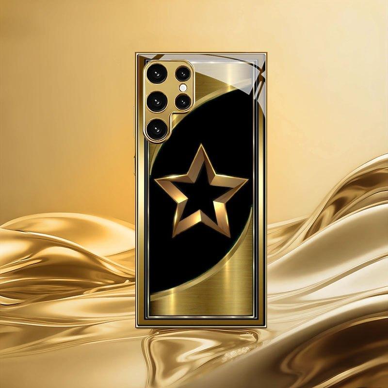 Husă nouă placată cu aur pentru telefon pentru Samsung Galaxy S26 Ultra S25 Plus S24 S23 S22 fe sticlă securizată Modele artistice cu textură
