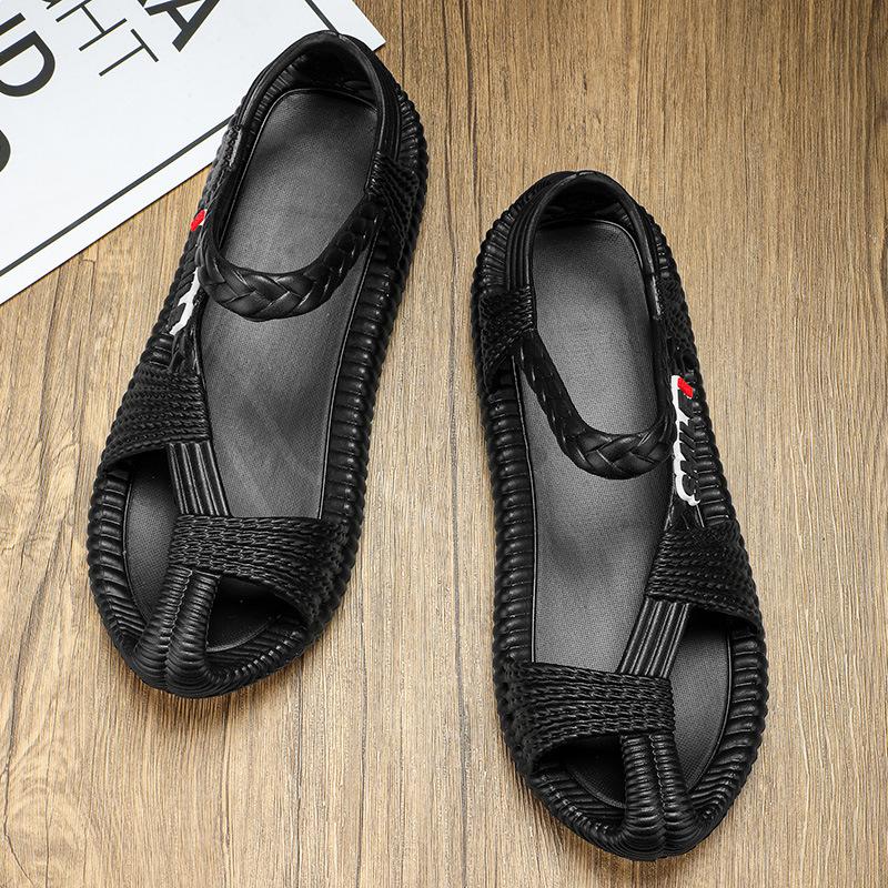Luxury summer men's beach sandals new retro ethnic style EVA woven shoes men's and women's loose toe casual comfortable sandals