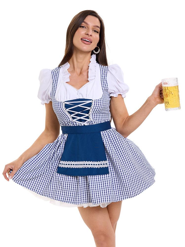 

Новая одежда для Октоберфеста баварская любовь к пиву клетчатое платье одежда горничной XL синий