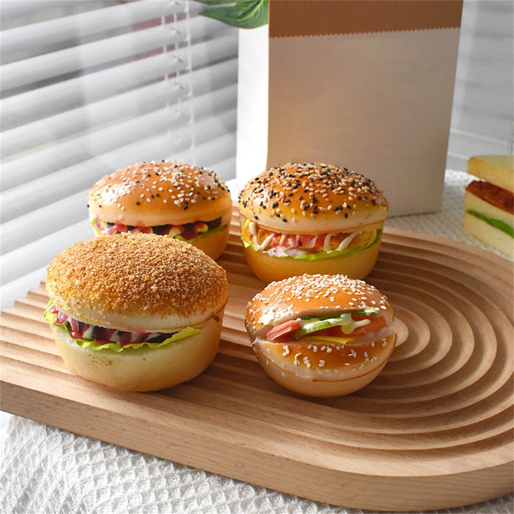 Imitation Hamburger Bread Models Artificial Food Bread Model PU Texture Perfect for Home Decor and Party Displaying