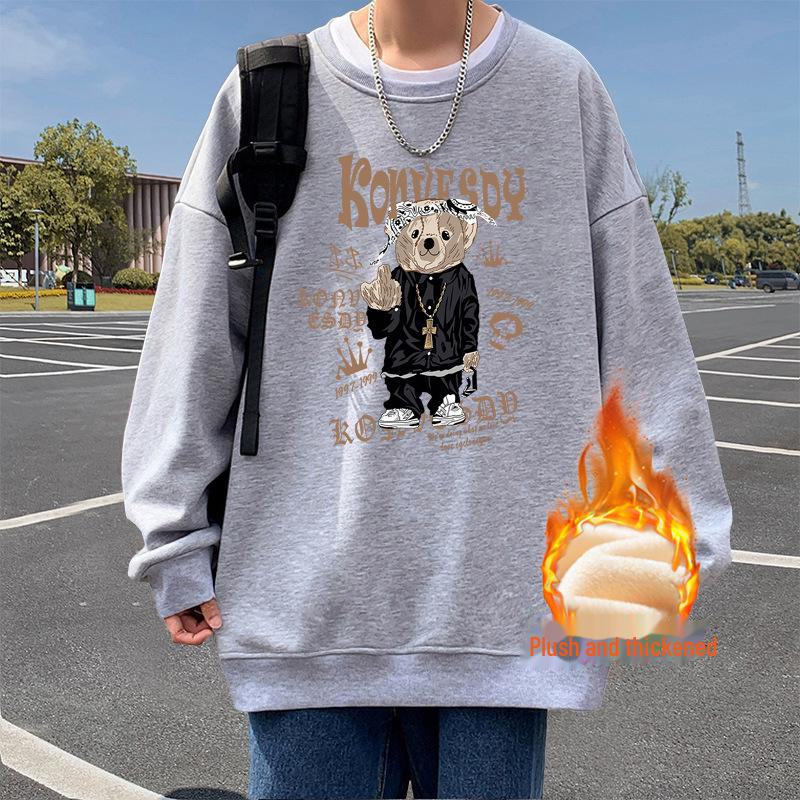 Herren Cartoon Sweatshirt 2023: Verdickt, Samt, Trendiges Allround-Herbst-/Winter-Unterhemd