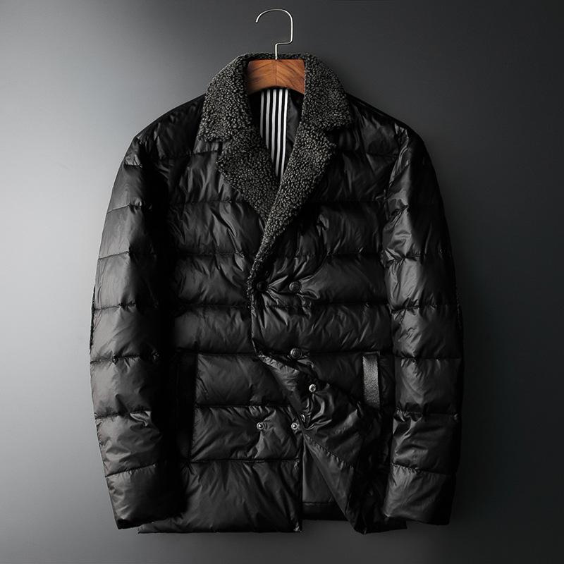 

Белый пуховик с воротником-стойкой, блестящий, простой, повседневный, модный, приталенный, мужской, тонкий, большого размера, для молодых 5XL чёрный