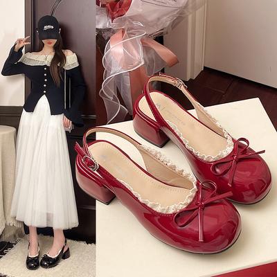 Fashion Gentle Bow Mary Jane Women's Singles Inside Heightened Spring Soft Sole French Ballet Shoes