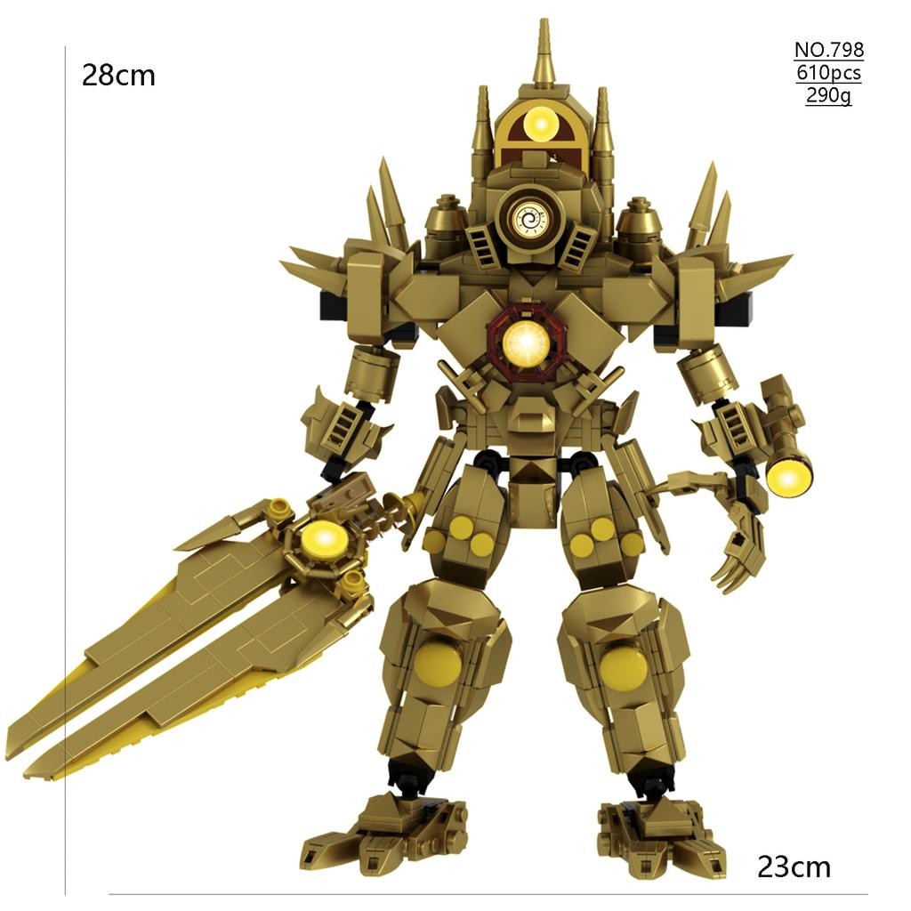 Skibidi Toilette Zombie verformt Aufgerüsteter Uhrenkönig Baustein Titan Variante Monitorman Bohrer Spielzeug Bausteine für Kinder Geschenke