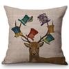 Spring European Nordic Floral Deer Bird Home Decorative Pillow Case Office Decoration Cotton Linen Sofa Chair Cushion Cover