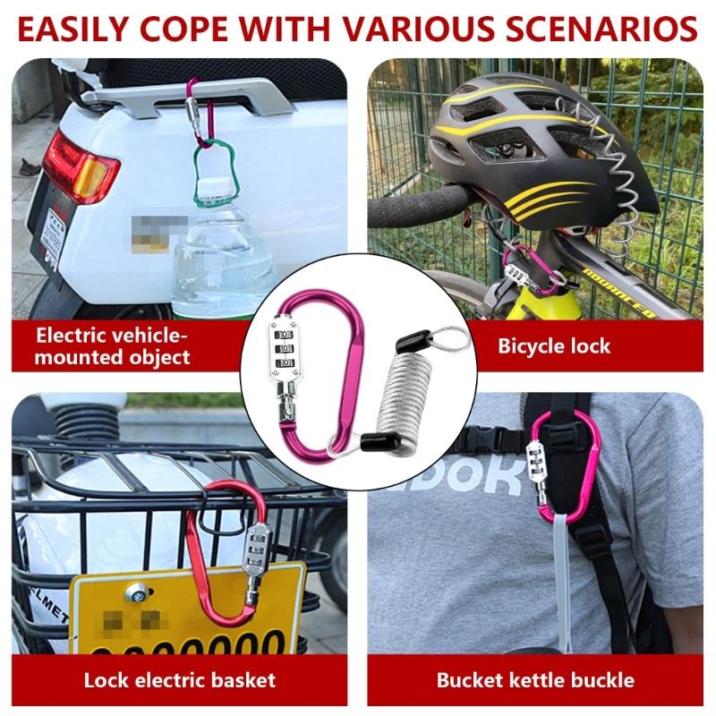 Padlocks for Luggage Aluminum Alloy Locks 3 Dial Digit Resettable Lock Carabiner