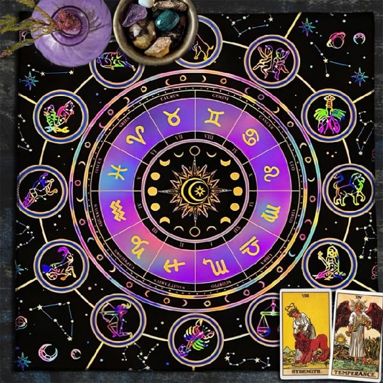 Divinations Tablecloth Constellations Moonphases Tarot Tablecloth Altars Cloth