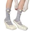 Womens Floral Lace Pattern Crew Socks Soft Nylon Blend Colorful 3D Rose Flower Mesh Fishnet Middle Calf Socks Daily Wear
