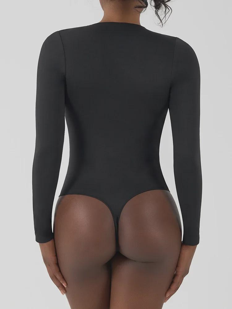 Seamless Long-Sleeve V-Crotch Yoga Bodysuit - High Elastic, Soft, Body-Shaping Jumpsuit