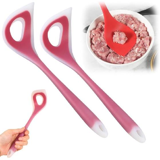 2PCS Meatball Maker Tool, Non Stick Meatball Scoop Ball Maker Silicon Meatballs Fish Ball Spoon with Comfortable Handles, Manual Meatball Press Spoon красный