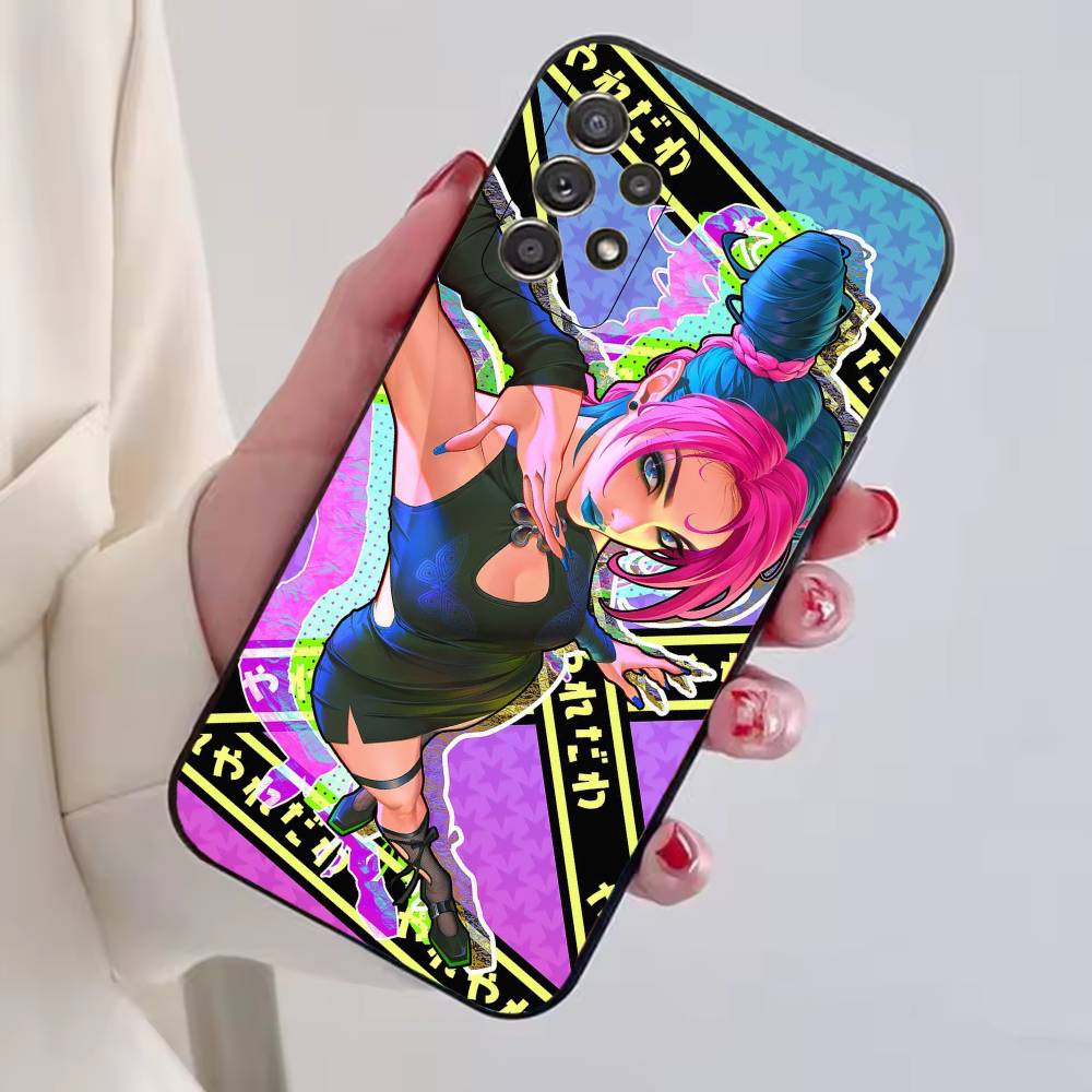 Anime J-JOJO Cool Cujoh Jolyne Phone Case For Samsung S25,S24,S21,S22,S23,S30,Ultra,S20,Plus,Fe,Lite,Note,10,Black Cover