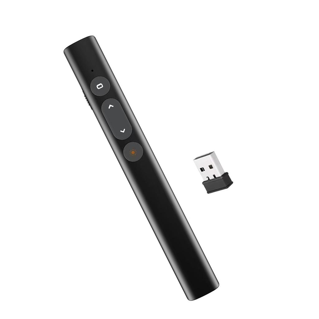 Wireless 2.4GHz Presenter with USB Receiver, Plug and Play Clicker, Presentation Remote, Page Turner, Red Pointer, 30M