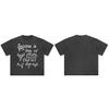 Hip Hop  Retro Washed Black TShirt Streetwear Twisted Letters Graphic T Shirt Cotton Men Tshirt Unisex Tops Tees Hipster