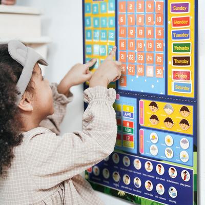 Visueller Zeitplan für Kinder, Tageskalender, Diagramm, Beschäftigungstafel, Vorschule, frühes Lernspielzeug, Zeit, Datum, Monat, Festival, Wetter, Jahreszeit, Stimmung