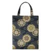 [Hotokudo] Bolsa de Mão em Tecido Nishijin-ori com Padrão de Água Corrente e Flores, Preta